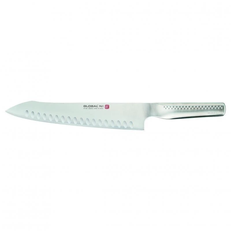 Global NI Oriental Cooks Knife Fluted Blade - Image 4