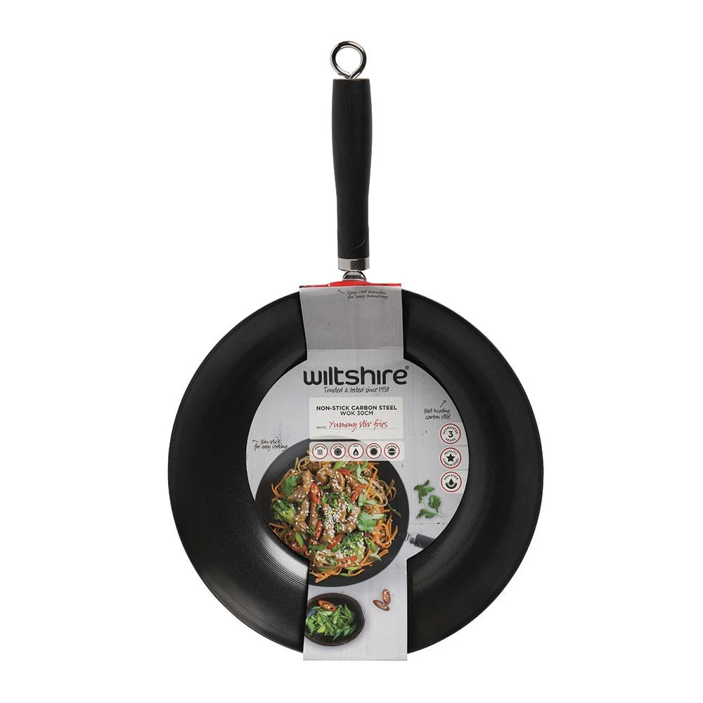 Soho Non-Stick Carbon Steel Wok 30cm - Image 2