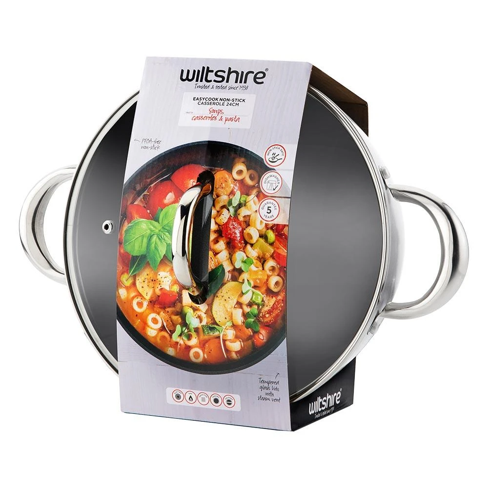 Easycook Non-stick Casserole 24cm With Glass Lid - Image 2