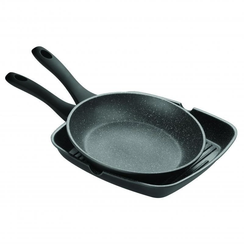 Pyrolux Pyrostone 2pc Frypan 26cm & Grill Pan 28cm