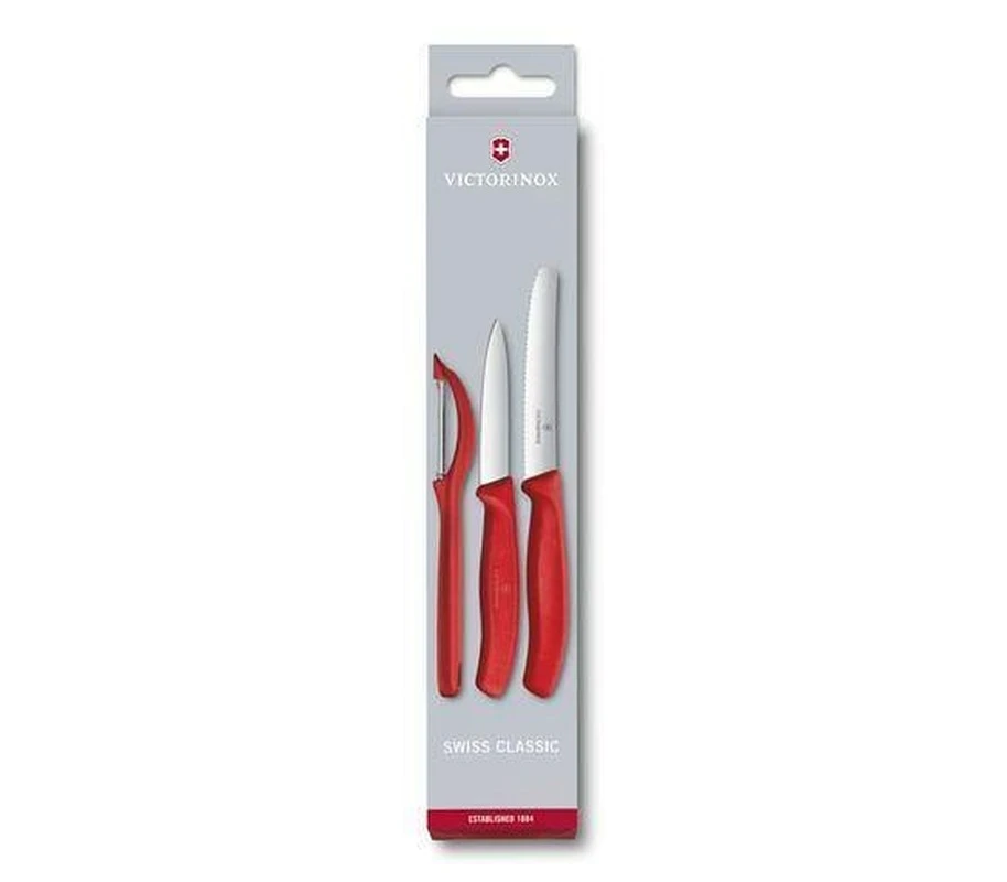Victorinox Paring Knife Set 3 Piece Nylon Red